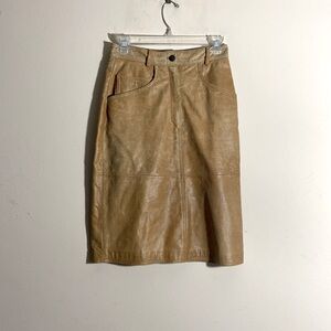 Vintage Maxima Tan Leather Skirt